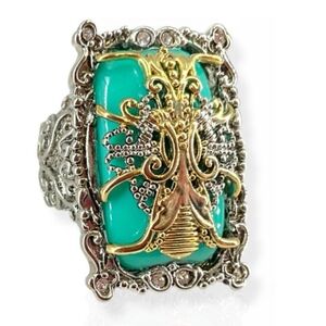 🌷Elegant Silver and Gold Statement Ring